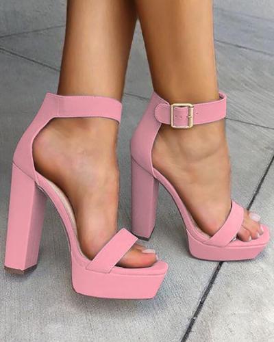 Sexy Open Toe Chunky Heeled Sandals