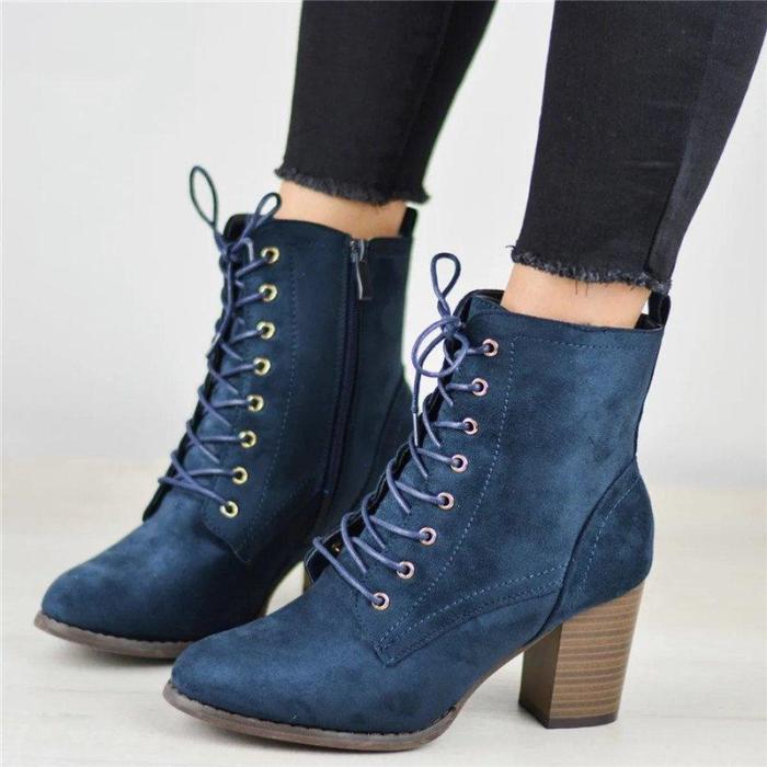 Women Casual Daily Lace Up Ankle Boots
