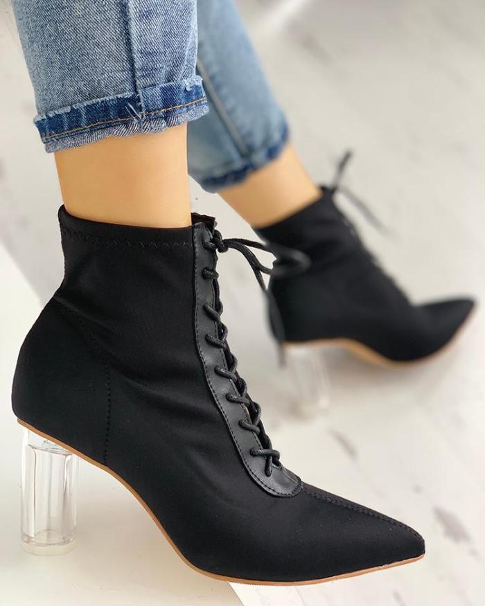 Lace-Up Transparent Chunky Boots