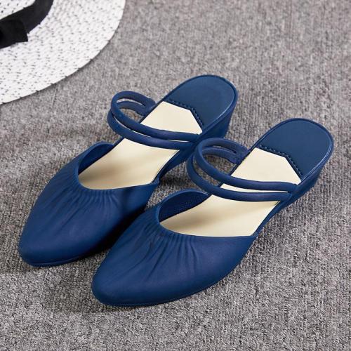 Women Spring Wedges Flat Shoes Ladies Pointy Toe Anti Skid Sandals Female Pleated Slingbacks Ankle Wrap Platform Casual Shoes