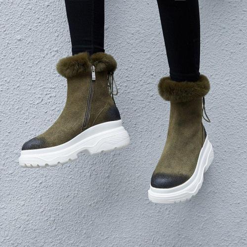 Ankle Boots For Women Suede Leather