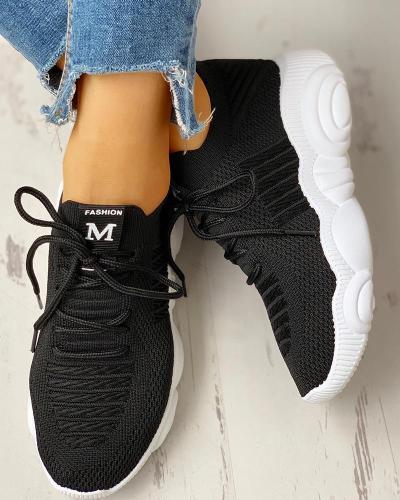 Knitted Breathable Lace-Up Yeezy Sneakers
