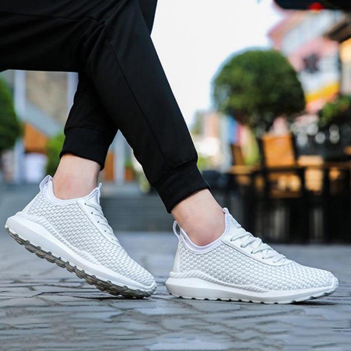 Plus Size Knit Athletic Shoes Comfy Lace-Up Sneakers