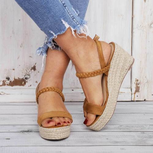 Comfy Summer Buckle Sandals Espadrilles Wedge Sandals
