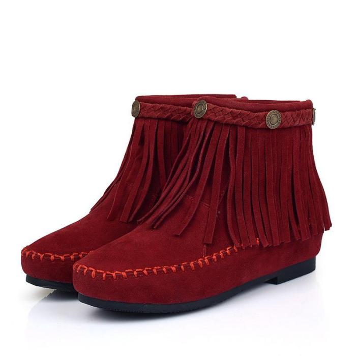Women Tassel Short Boots Plus Size Autumn and Winter Shoes 8251