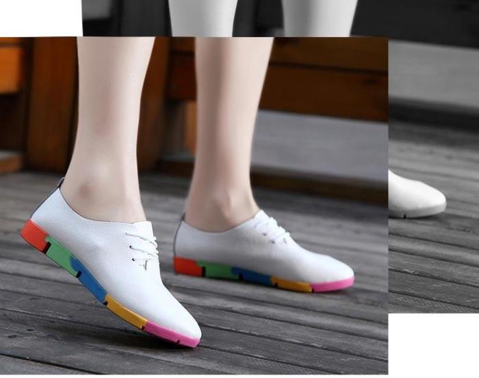 2020 new breathable genuine leather flats shoes woman sneakers tenis feminino nurse peas flats shoes plus size women shoes