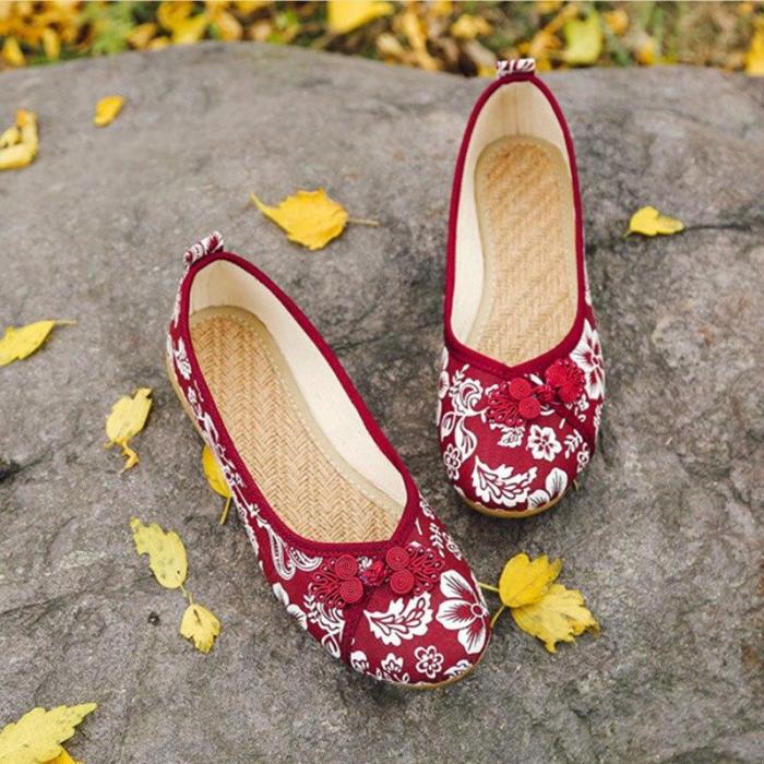 Women Canvas Embroider Buckle Ethnic Hemp 2018 Autumn Flats Female Platform Slip On Casual Shoes Ladies Fashion Footwear