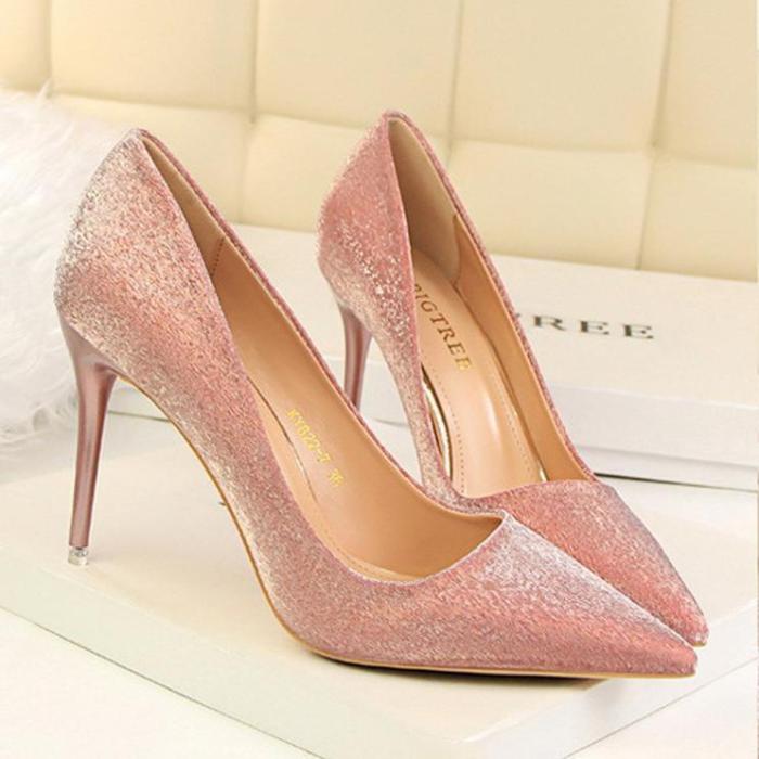 Fashion Sweet Shining Color Slim Heels Shoes