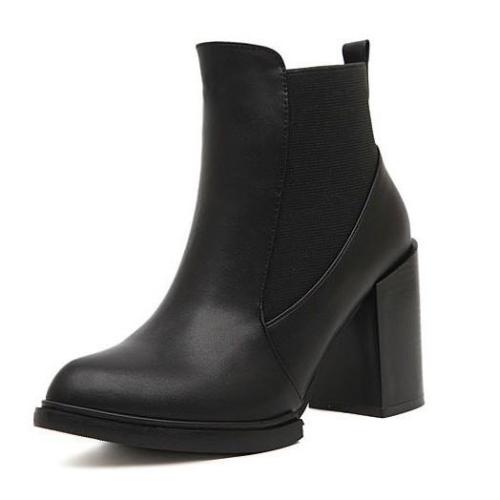 Pointed Toe Chunky Heels Ankle Boots 1423
