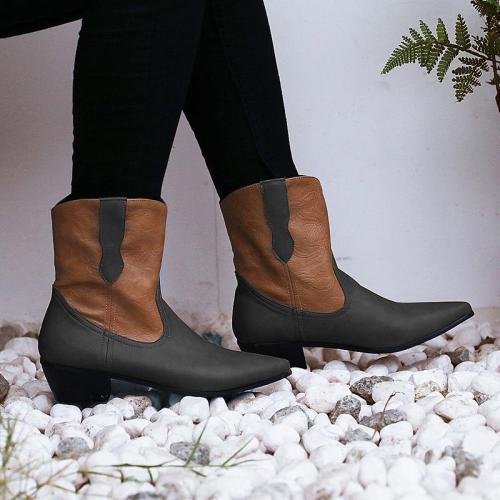 Women's Simple Printed Zipper Daily Winter Low Heel Boots