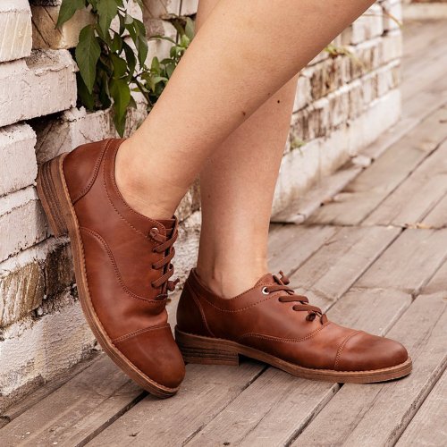 Artificial Leather Low Heel Oxford Lace-Up Loafers