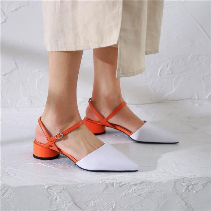Contrast Fashion Versatile Chunky Heel Sandals