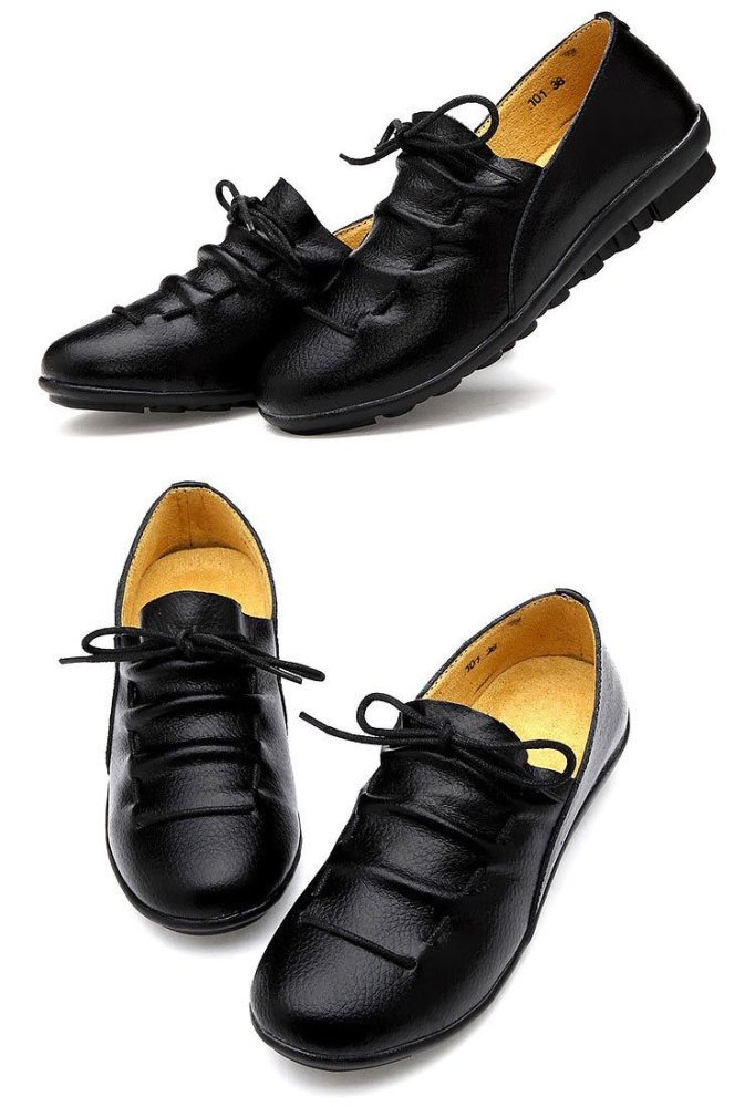 Women shoes 2020 new arrival spring lace-up pleated genuine leather flats shoes woman rubber party female shoes tenis feminino