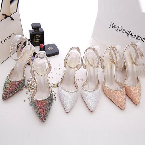 Fashion Sequins Pointed Slim High Heel Shoes