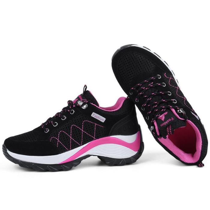 Womens Athletic Lace-Up Flat Heel Summer Sneakers