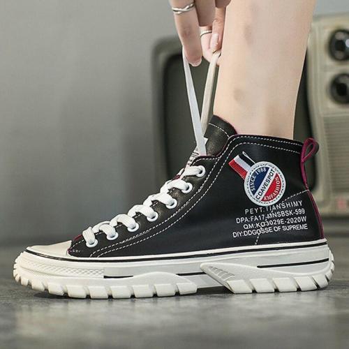 Fashion High Top Sneakers Women Lace Up Comfortable PU Leather Sneakers For Women Chunky Shoes Woman Casual Hot Sale