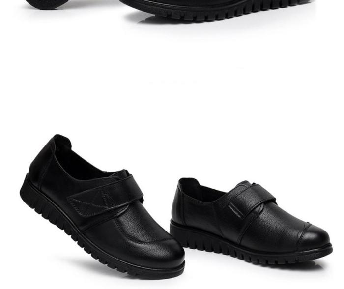 Women's shoes black shoes women flats leisure round toe ladies flats large size 41 genuine leather shoes sapato feminino