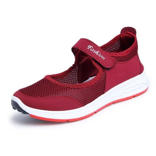 Women Mesh Fabric Sneakers Breathable Magic Tape Shoes