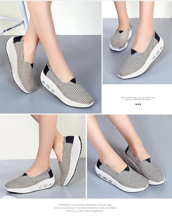 Spring Autumn Women Platform Shoes Height Increasing 5cm Woman Sneakers Fashion Slip-on Casual Canvas Shoes Ladies Loafers