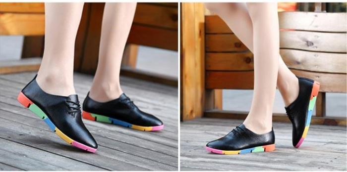 plus size Women shoes 2020 fashion genuine leather casual shoes woman flats shoes comfortable lace-up women footwear walking