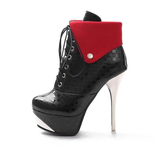Women's Lace Up Platform Ankle Boots Stiletto Heel Shoes Autumn and Winter 5339