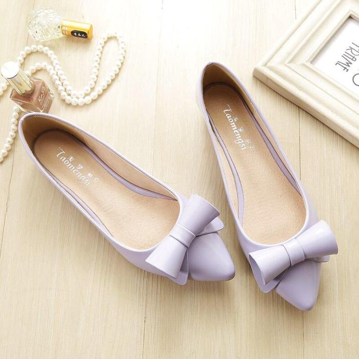 New Pointed Toe Large Size Women's Shoes Light Mouth Flat Heeled Fashion Casual Foot Work Sweet Female Flats YX0033