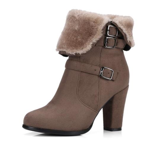 Autumn Winter Short Boots Thick Heel Large Size Women's Ankle Boots