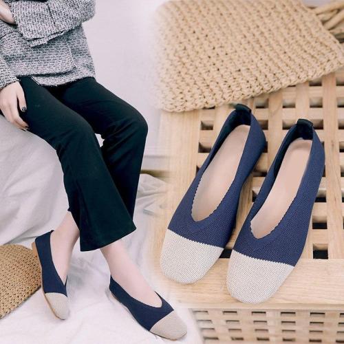Women Spring Knitting Flat Shoes Ladies Mixed Color Slip On Casual Shoes Female Breathable Light Platform Woman Shoes 2020