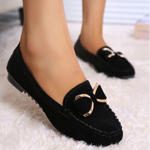 Flat Shoes Women 2021 Bow Knot Flats Women Casual Shoes Solid Slip On Loafers Women Shallow Flat Shoes Black