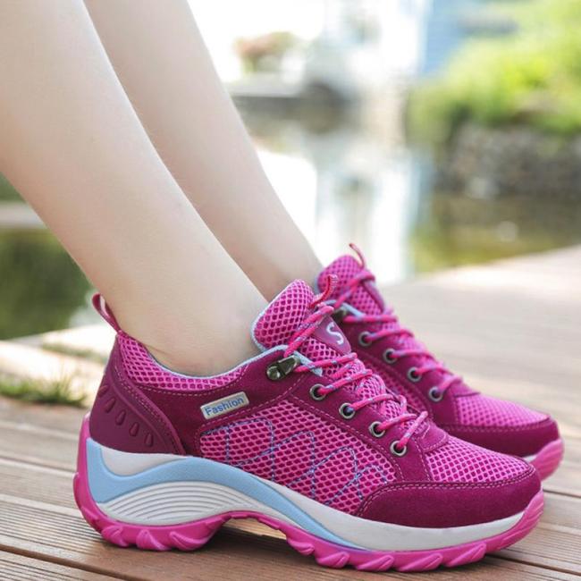 Womens Athletic Lace-Up Flat Heel Summer Sneakers