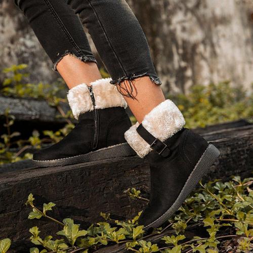 Round head women's shoes flat snow boots