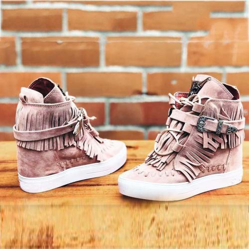 Fringe Boots Adjustable Buckle Artificial Leather Boots Fashion Womens Footwear