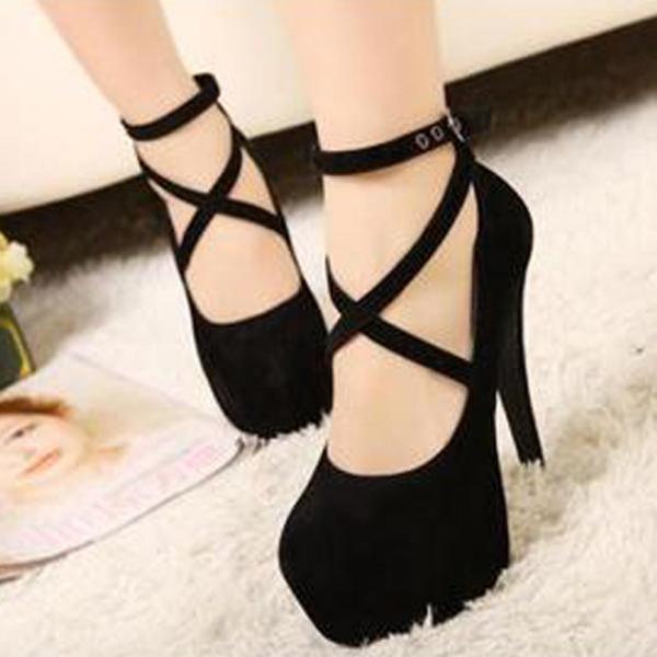 Sexy Cross Clasps High Heels Wedding Party Shoes