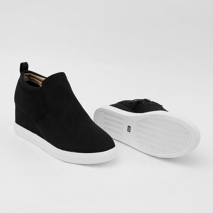 Plus Size Zipper Wedge Sneakers Comfort Wedge Heel Shoes