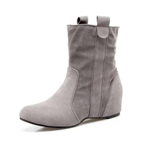 Flock Wedge Short Boots Plus Size Women Shoes 4864