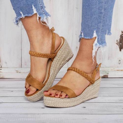 Comfy Summer Buckle Sandals Espadrilles Wedge Sandals