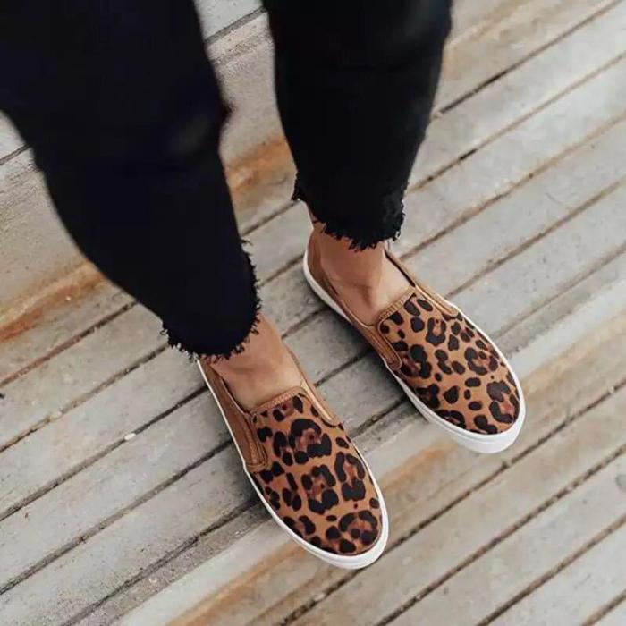 Casual leopard print flat loafers single shoes