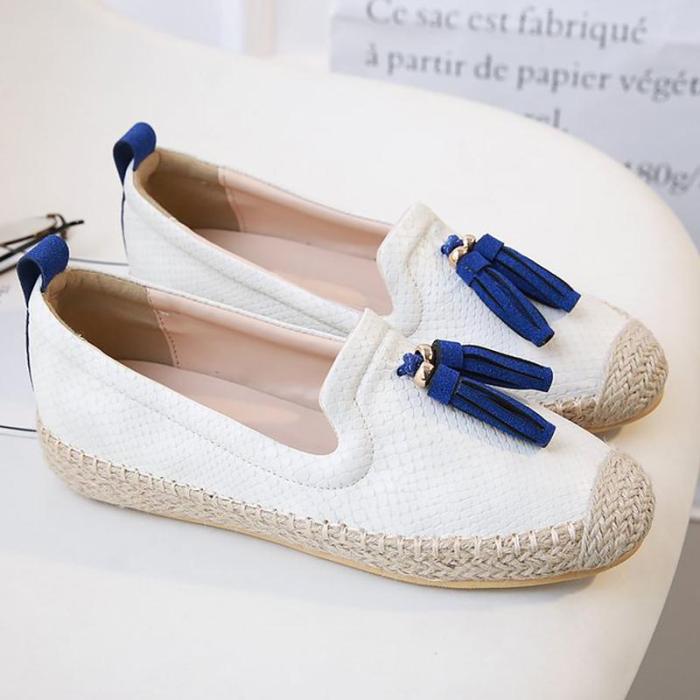 Loafers women Summer Sewing Massage Boat Shoes For Girl Casual Microfiber Round Toe Fringe Flat Shoes 2019 New