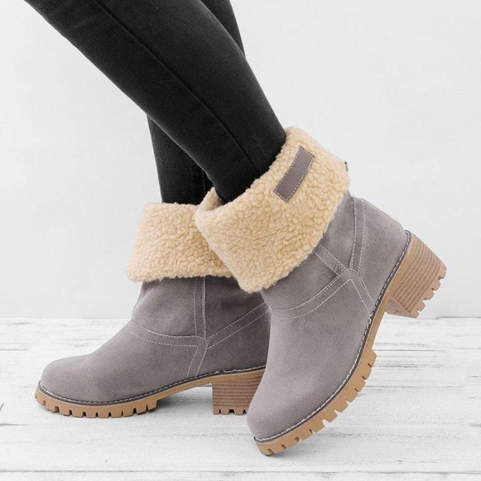 Women Warm Skylar Fur Heel Square Heels Ankle Snow Boots/Booties