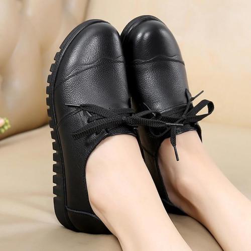 Designer shoes women luxury 2019 spring new style genuine leather casual shoes sewing lace-up black ladies shoes size 35-41