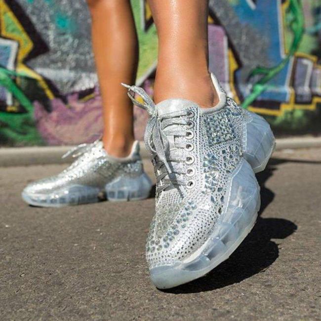 Women New Crystal  Platform Sneakers