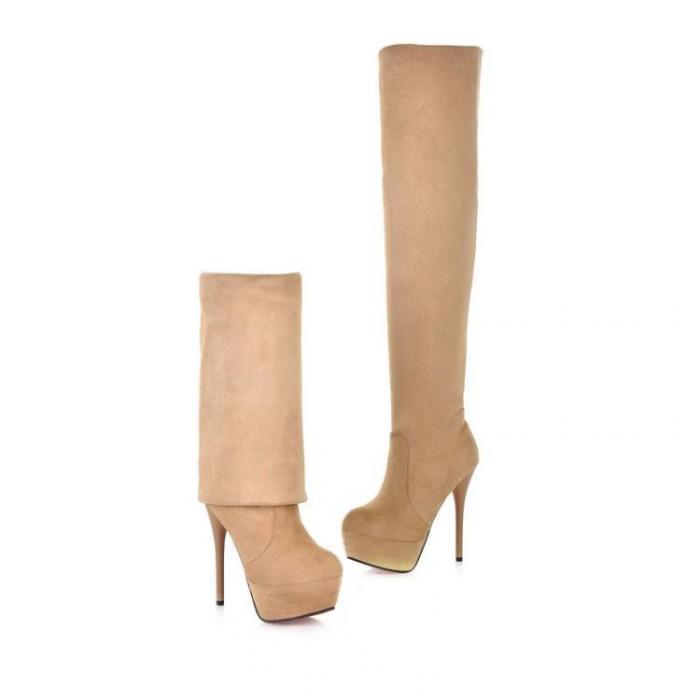 Velvet High Heels Platform Thigh High Boots for Women 9270