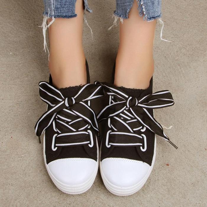 Casual Canvas Flats Lace-up Slip-On Shoes