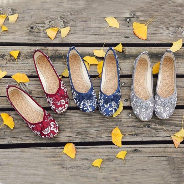 Women Canvas Embroider Buckle Ethnic Hemp 2018 Autumn Flats Female Platform Slip On Casual Shoes Ladies Fashion Footwear