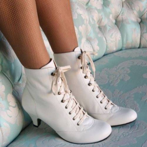 Women Comfy  Lace Up Wedding Chunky Heel Shoes
