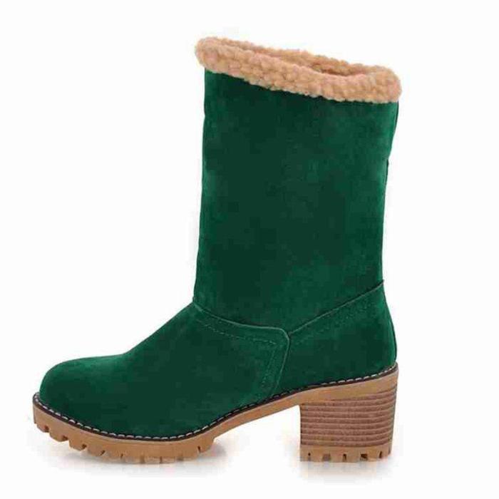 Women chunky heel casual snow boots