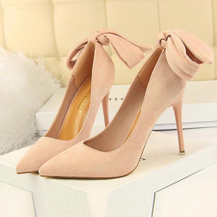Sweet Bow-Knot Pointed-Toe High Heels Shoes
