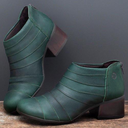 Women Casual Daily Back Zipper Artificial Leather Ankle Boots