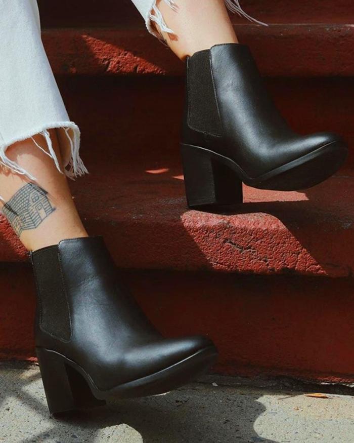 Solid Chunky Chelsea Ankle Boots