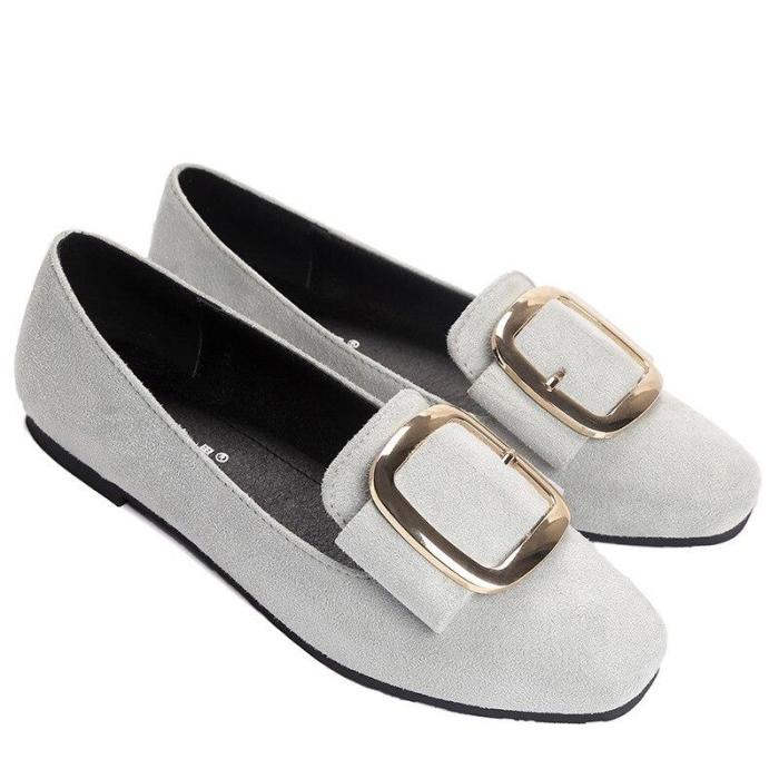 Summer Fashion Pure Color Square Buckle Flat Women's Shoes Fashion Square Head Low-heeled Girl Loafer Casual Shoes YX0022